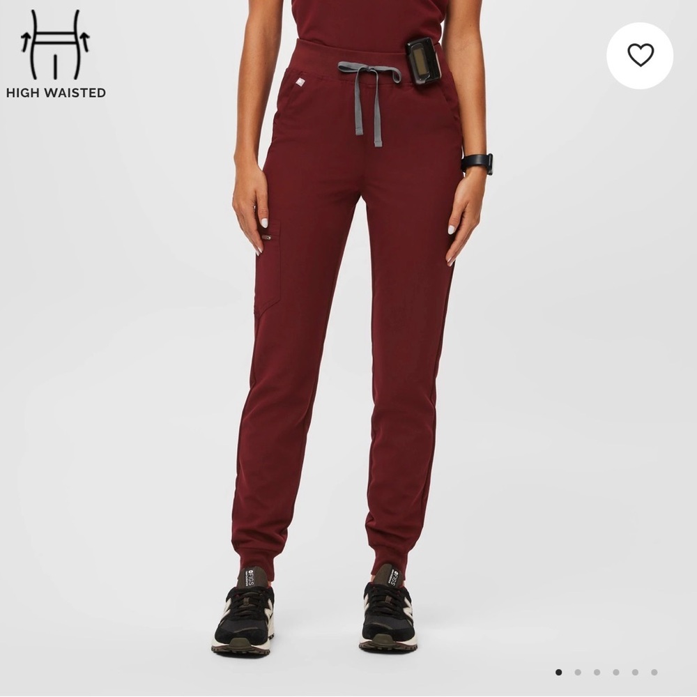 Figs Maroon High-Waisted Joggers